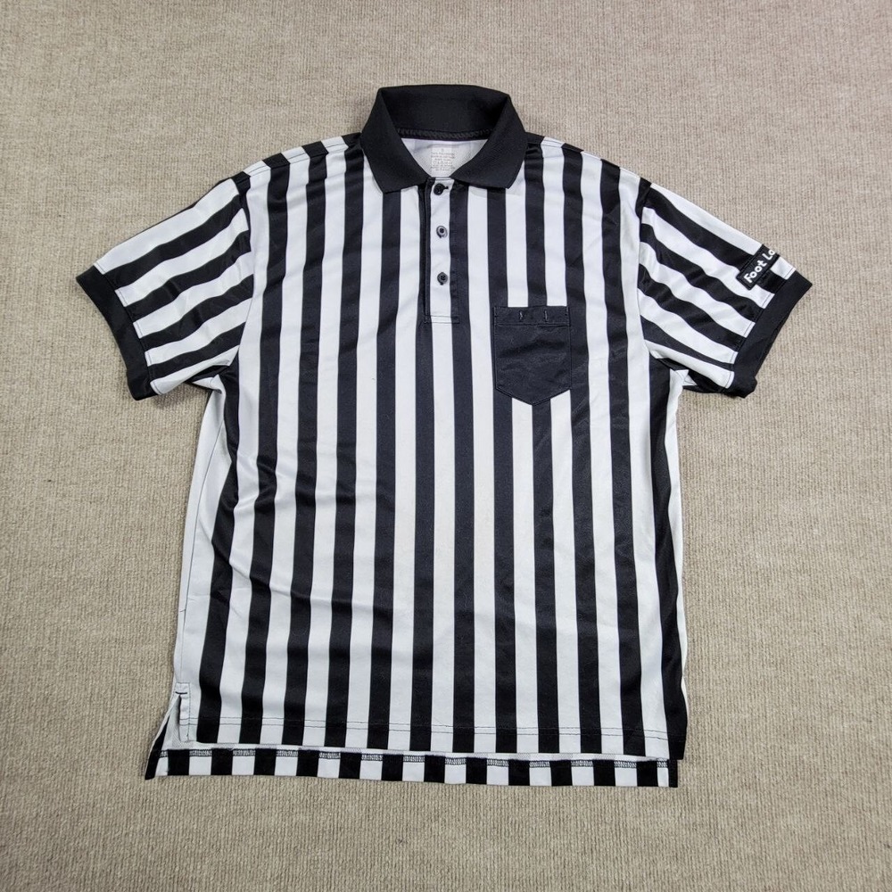 Foot Locker Polo Shirt Mens Small Black White Striped Uniform‎ Workwear Casual